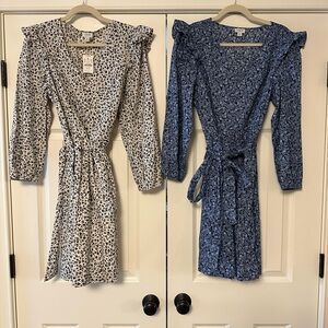 J. Crew Factory Long Sleeve Dresses - Leopard and Blue Floral